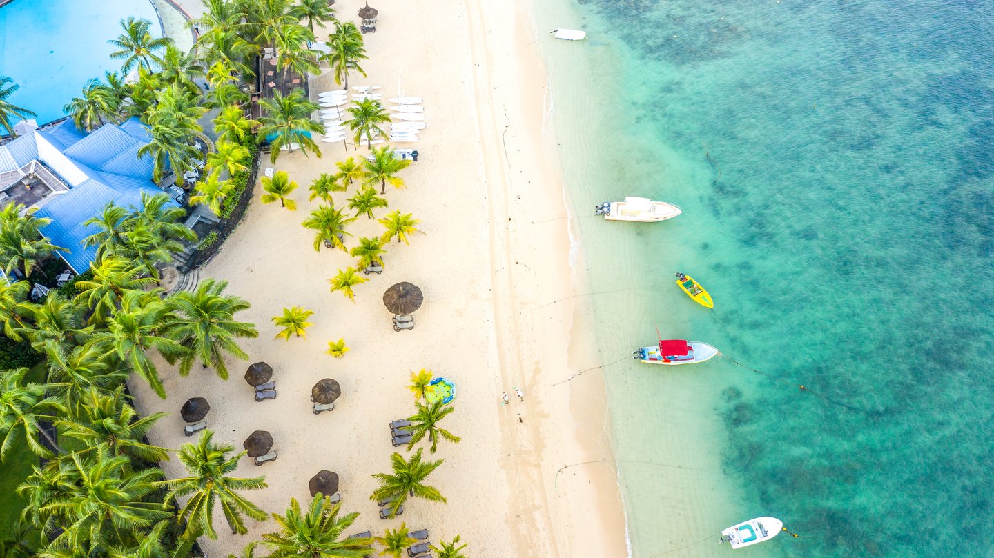 Beautiful Beach, Hotel aerial view, Mauritius