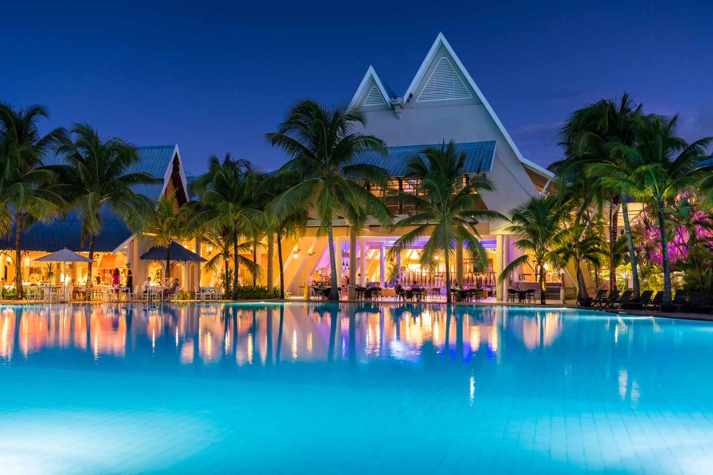 The main pool by night