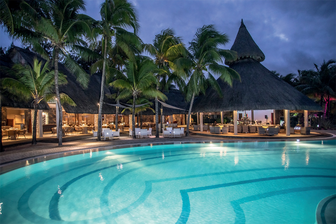 The Sirius pool by night