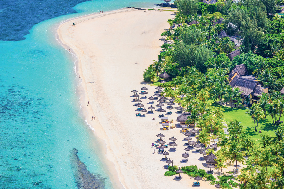 Beach aerial view, Mauritius