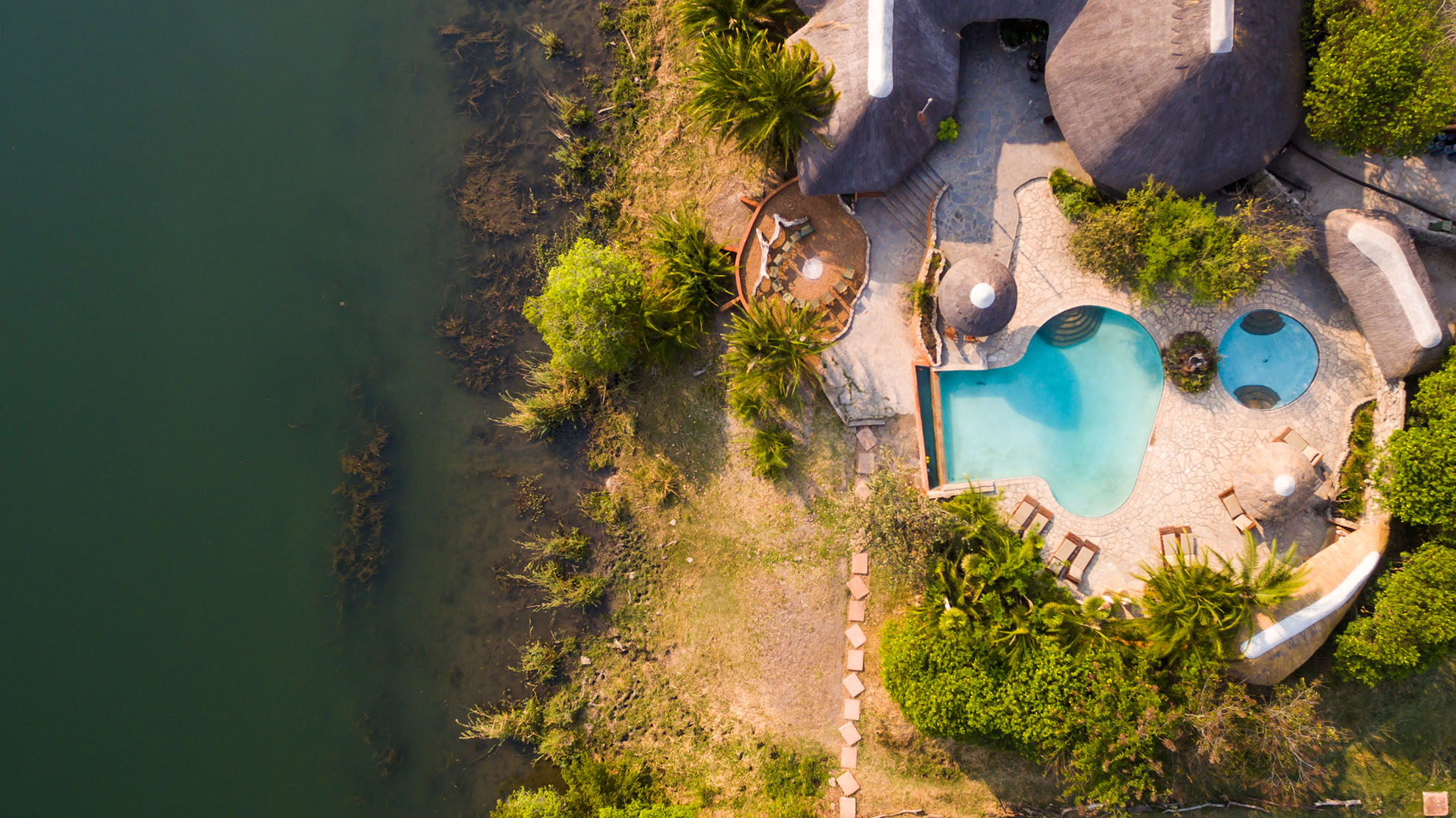Aerial view of Mukambi Safari Lodge